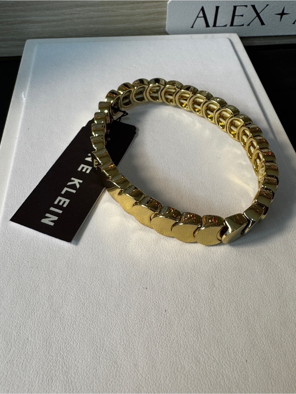 Anne Klein Gold Heart-Link Stretch Bracelet